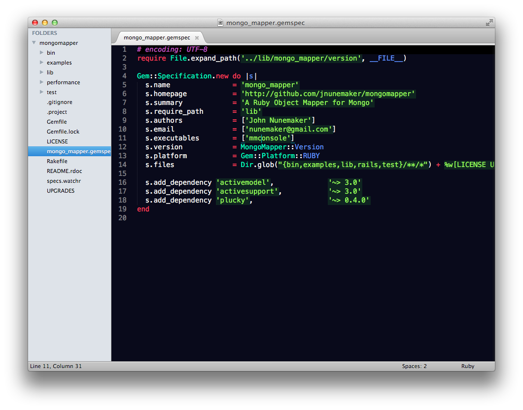 Screenshot of Sublime Text with Soda theme