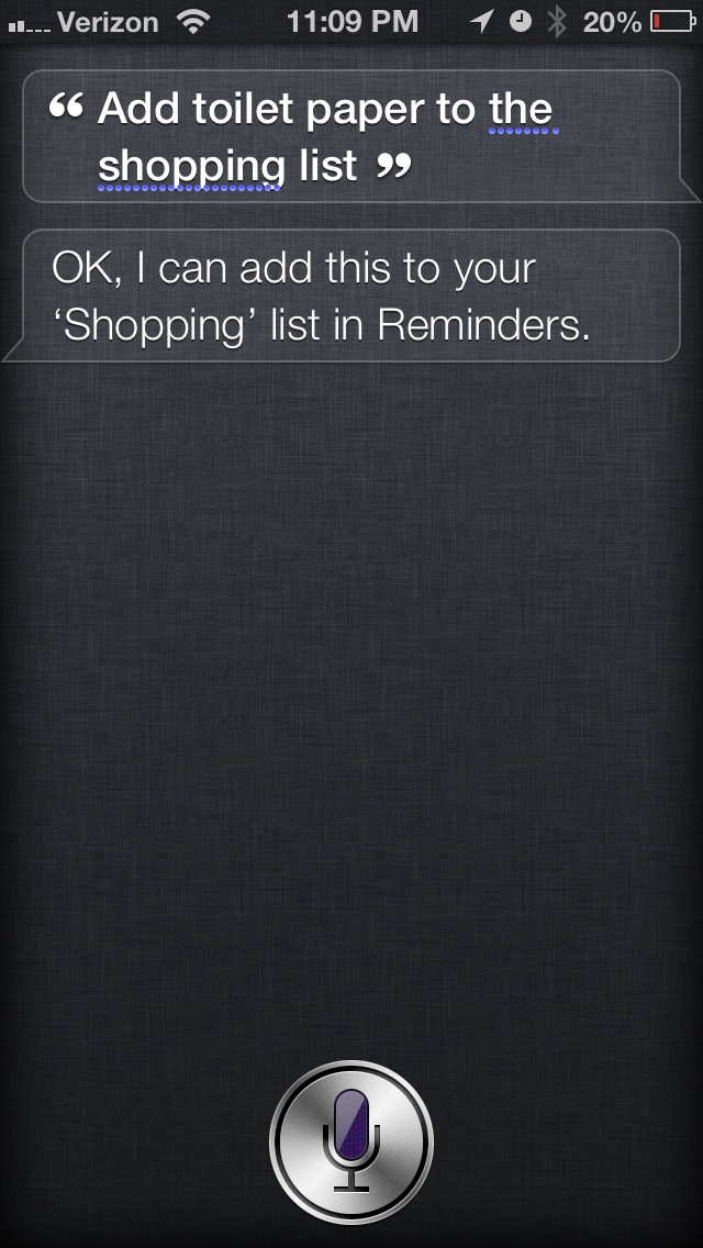 Screenshot of Siri