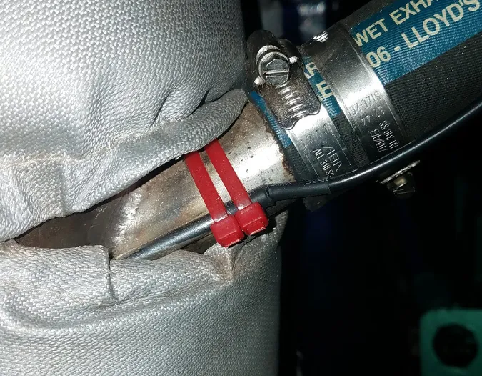 Temp sensor on raw water elbow
